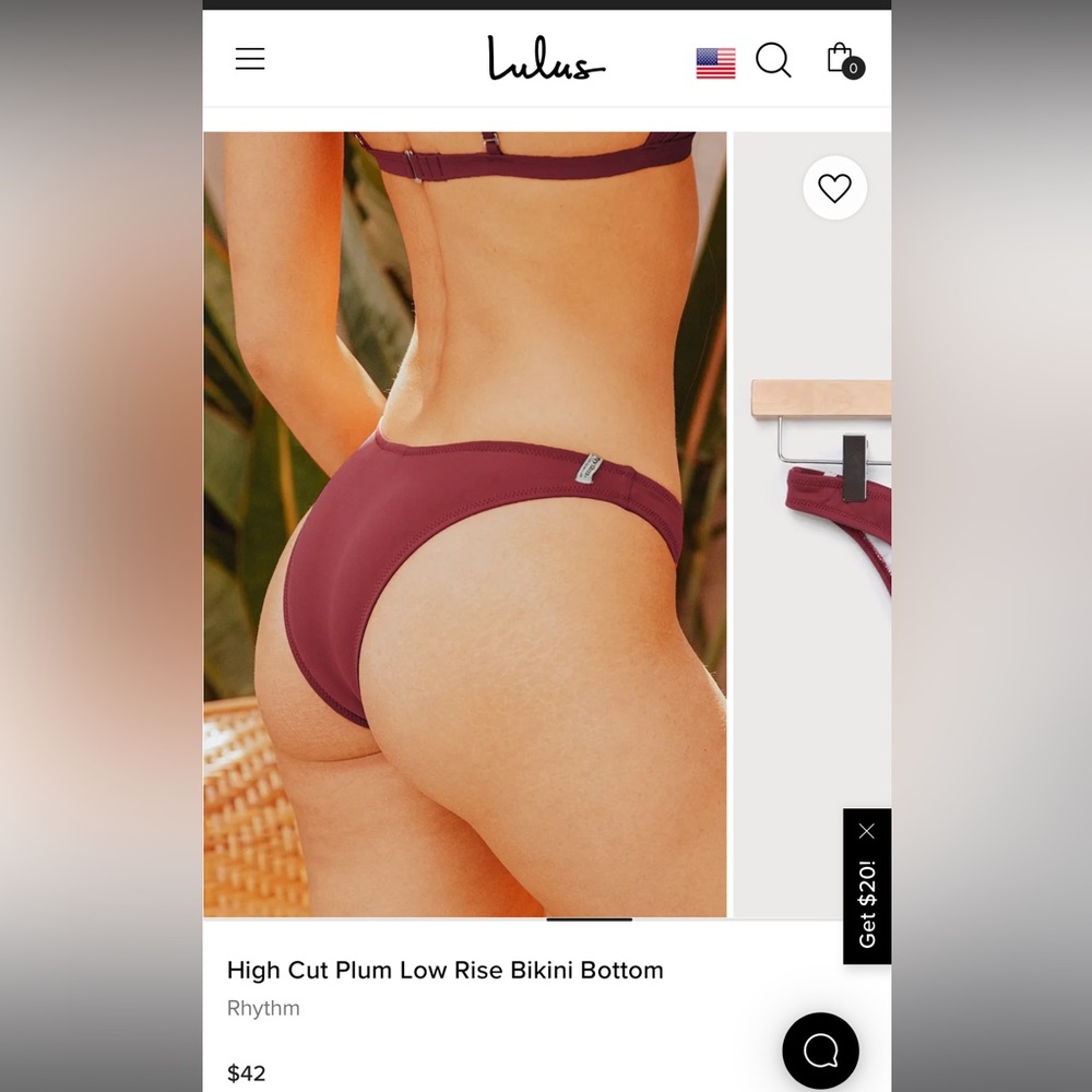 High Cut Plum Low Rise Bikini Bottoms LuLus Rhythm. Bathing suit